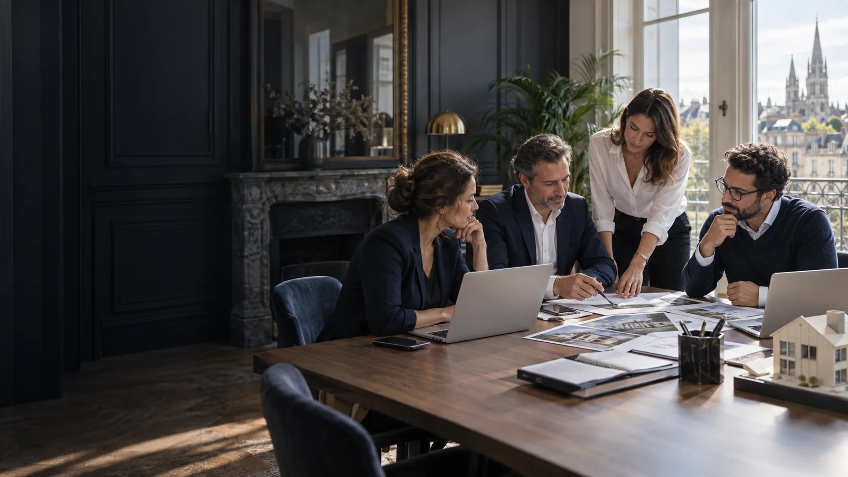 Une équipe de professionnels de l'immobilier prépare un projet commun